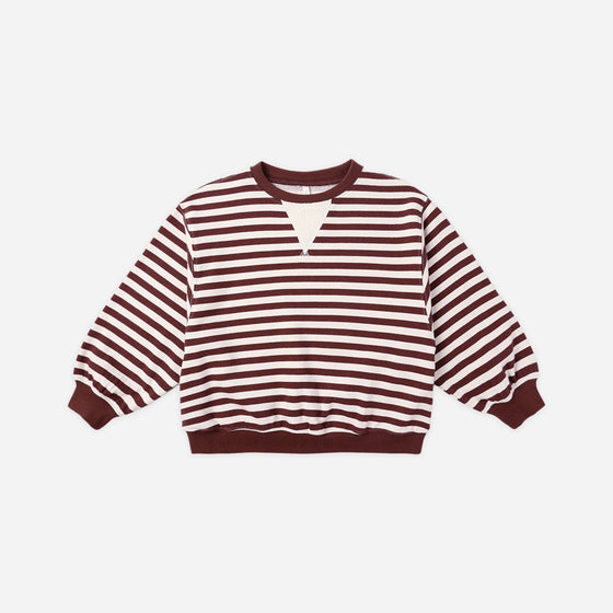 Rylee Cru OVERSIZED CREW BURGUNDY STRIPE