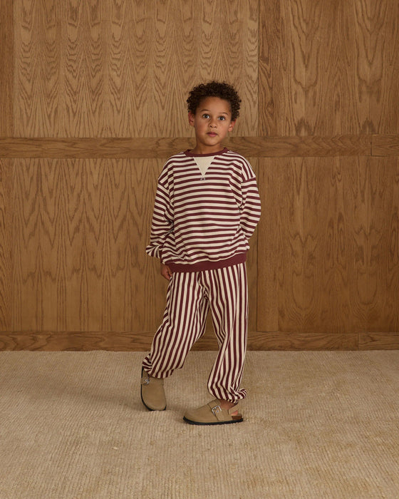 Rylee Cru OVERSIZED CREW BURGUNDY STRIPE