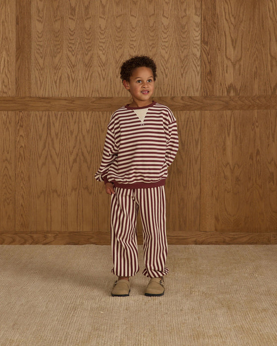 Rylee Cru RELAXED JOGGER BURGUNDY STRIPE