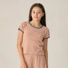 Rylee Cru Teen Pointelle Tee Poppy Stripe