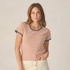 Rylee Cru Womens Pointelle Tee Poppy Stripe