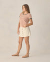 Rylee Cru Womens Pointelle Tee Poppy Stripe