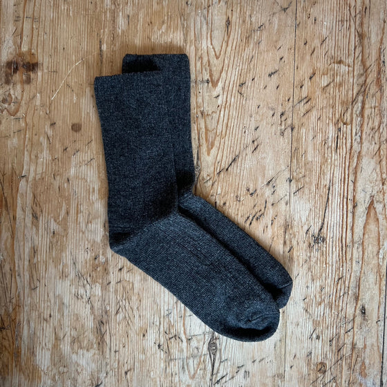 Women's Lambswool Socks - Charcoal