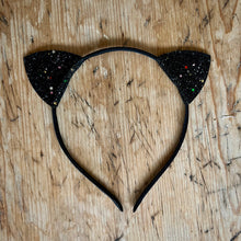  Glitter Cat Ears Headband - Black