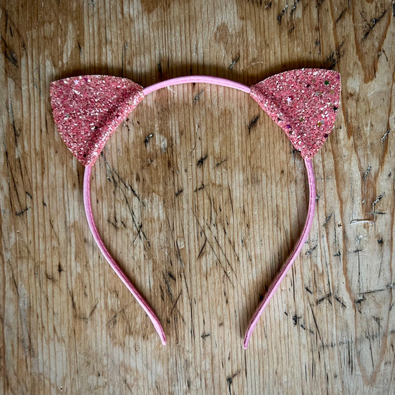 Glitter Cat Ears Headband - Pink