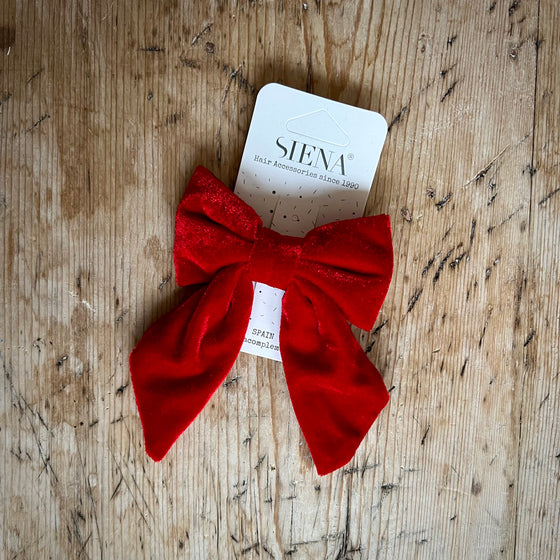 Large velvet hairbow - Red