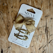  Lurex Bow with Glitter Clips - Gold