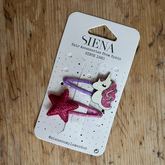 Unicorn and Star Hair Clips