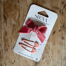  Velvet Hairbow & Clips Set - Pink