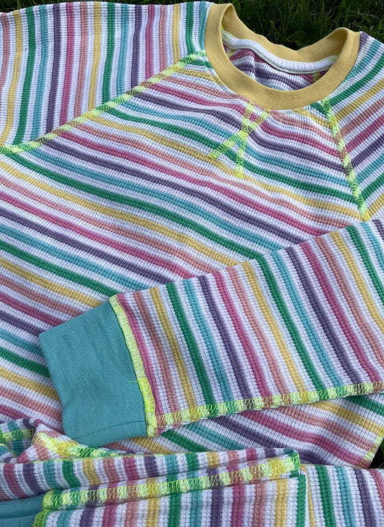 PASTEL STRIPE WAFFLE COTTON SET