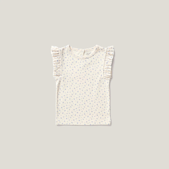 Soor Ploom FRILL TEE Frolic print pointelle Blueberry