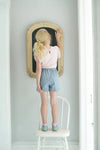 Soor Ploom Olive Skort Embroidered Denim