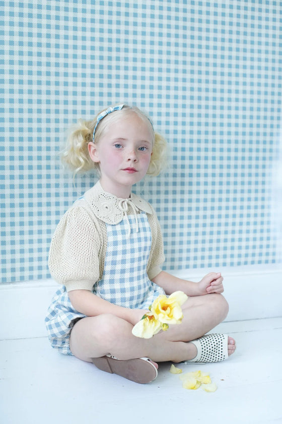 Oona Romper - Gingham Print, Azul – The Little Wooden Peg