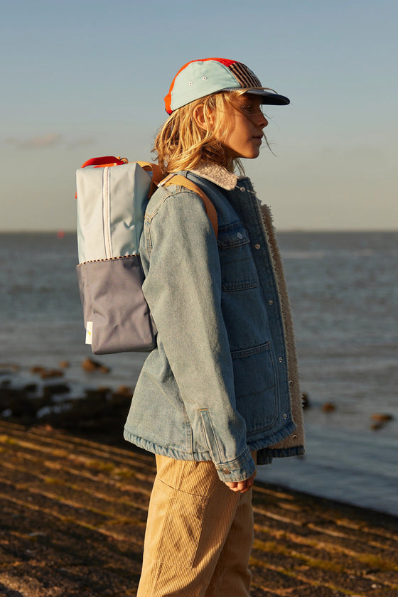 Sticky Lemon backpack large wonders colourblocking zissou blue + blue whale