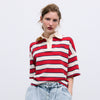 The New Society Acacia Woman Polo Tulip Red Midnight Stripes
