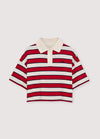 The New Society Acacia Woman Polo Tulip Red Midnight Stripes