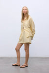 The New Society Alheli Woman Shirt Mimosa Yellow Stripes