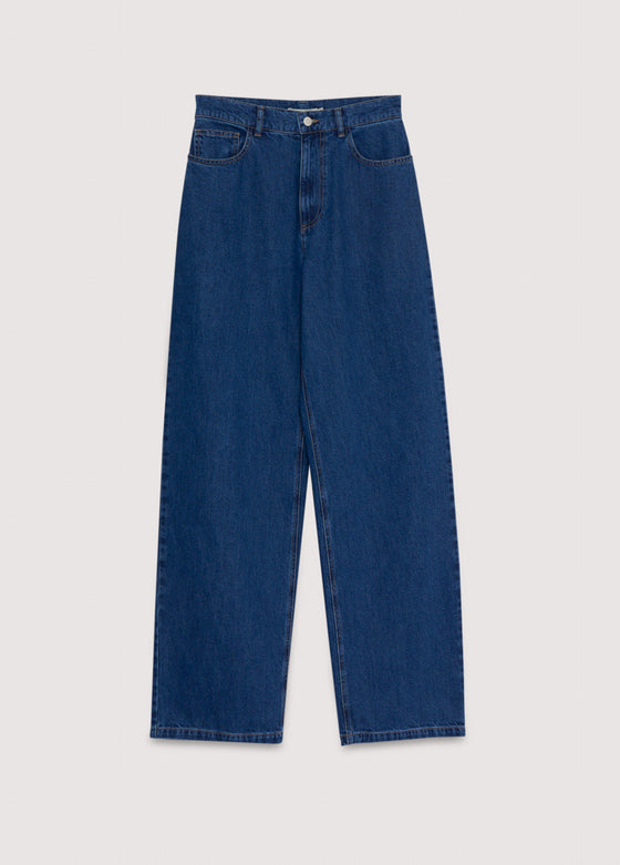 The New Society Denim Woman Wide Leg Pant Mid Blue
