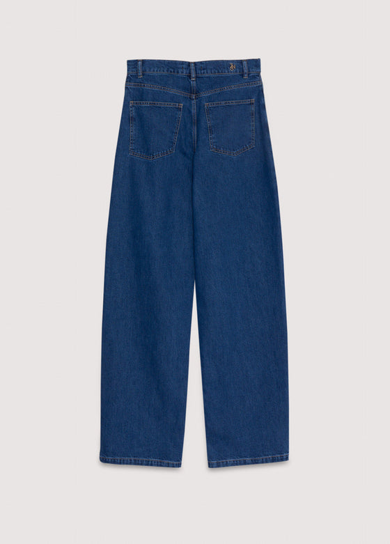The New Society Denim Woman Wide Leg Pant Mid Blue