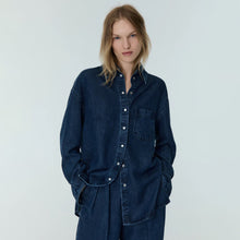  The New Society Gothenburg Woman Shirt Midnight Blue Denim