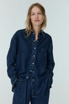 The New Society Gothenburg Woman Shirt Midnight Blue Denim