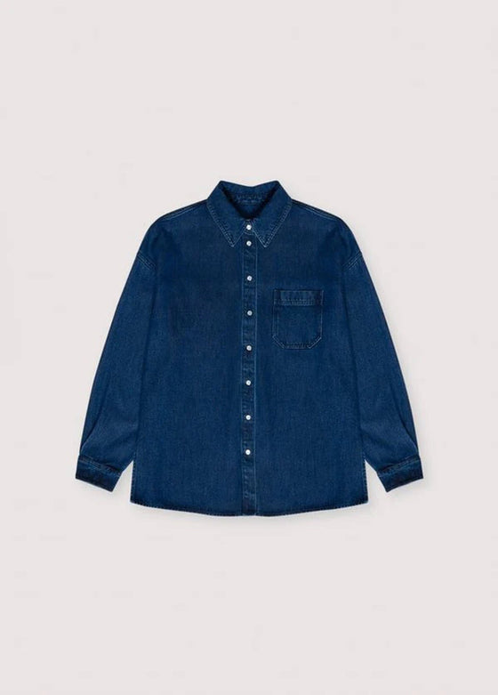 The New Society Gothenburg Woman Shirt Midnight Blue Denim