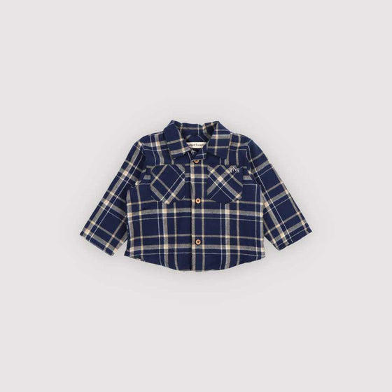 The New Society John Baby Shirt Void Blue Check