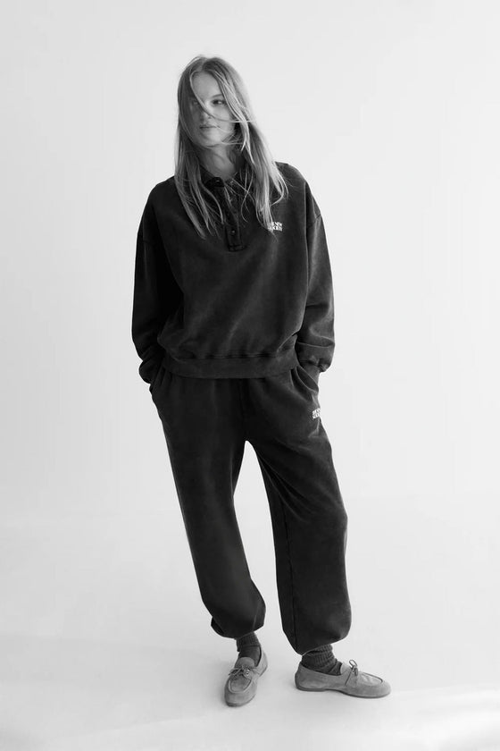 The New Society TNS Logo Woman Jogging Washed Grey