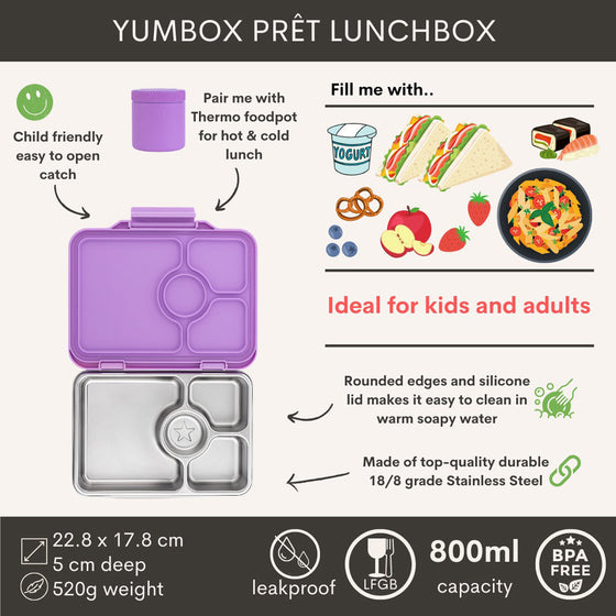 Yumbox Pret Stainless steel 4 sections Lavande Purple