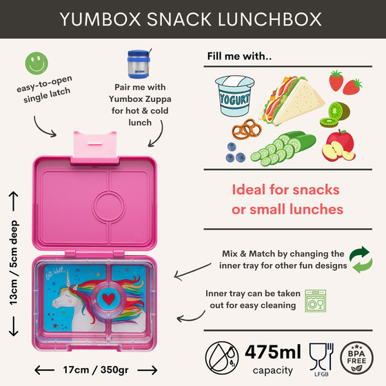 Yumbox Ireland Dublin Snack 3 sections Malibu Purple Magical Unicorn tray