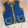 Wool Teddy Vest - Blue/Dijon