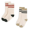 2 Pack Rib Socks - Green Stripe