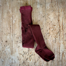  Wool rib tights - Wine Red