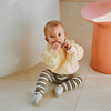 Spray Ribbed Leggings - Green and Ecru Stripes