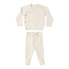 Knit Wrap Top + Pant Set - Natural