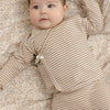 Wrap Top + Footed Pant Set - Almond Stripe