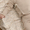 Wrap Top + Footed Pant Set - Almond Stripe