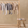 Wrap Top + Footed Pant Set - Almond Stripe