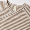 Wrap Top + Footed Pant Set - Almond Stripe