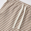 Wrap Top + Footed Pant Set - Almond Stripe