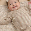 Wrap Top + Footed Pant Set - Almond Stripe