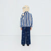 Blue Retro Stripes Polar Jacket - Petrol Blue