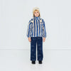 Blue Retro Stripes Polar Jacket - Petrol Blue