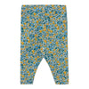 Flower Pattern Rib Baby Pant - Washed Blue
