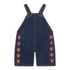 Mini Mushrooms Embroidered Dungaree - Dark Wash