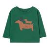 Two Dogs Graphic Baby Tee - Dark Green