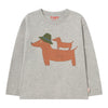 Two Dogs Graphic Sleeve Tee - Grey Heather