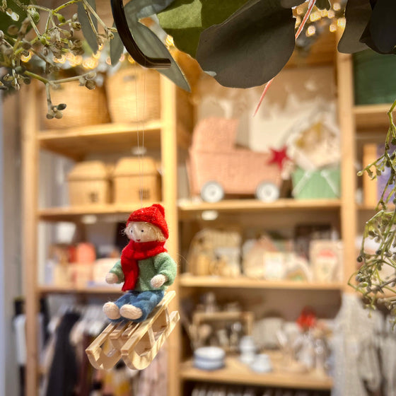 Ambrosius Handmade Wool Boy on a Sleigh
