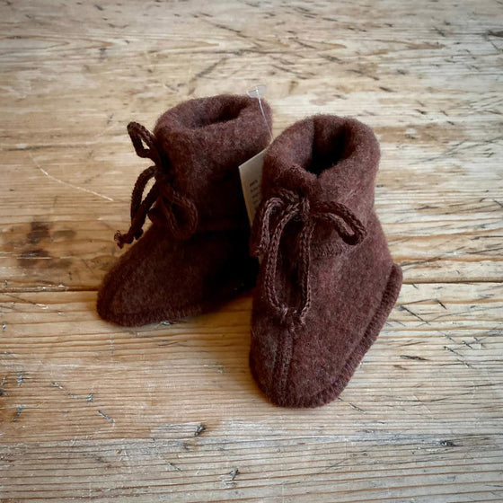 Organic Wool Fleece Baby Booties - Cinnamon