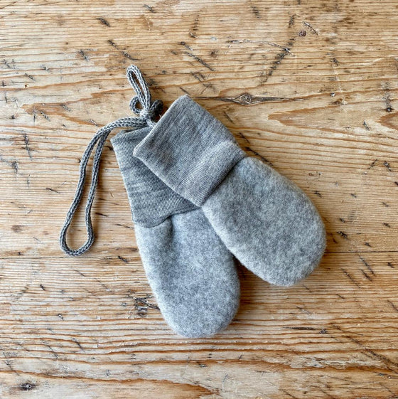 Engel Organic Wool Fleece Baby Mittens - Light Grey